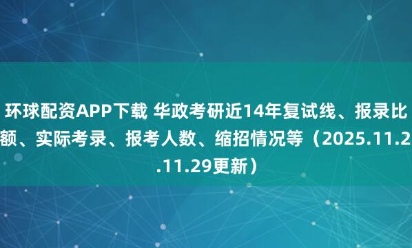 环球配资APP下载 华政考研近14年复试线、报录比、推免额、实际考录、报考人数、缩招情况等(2025.11.29更新)